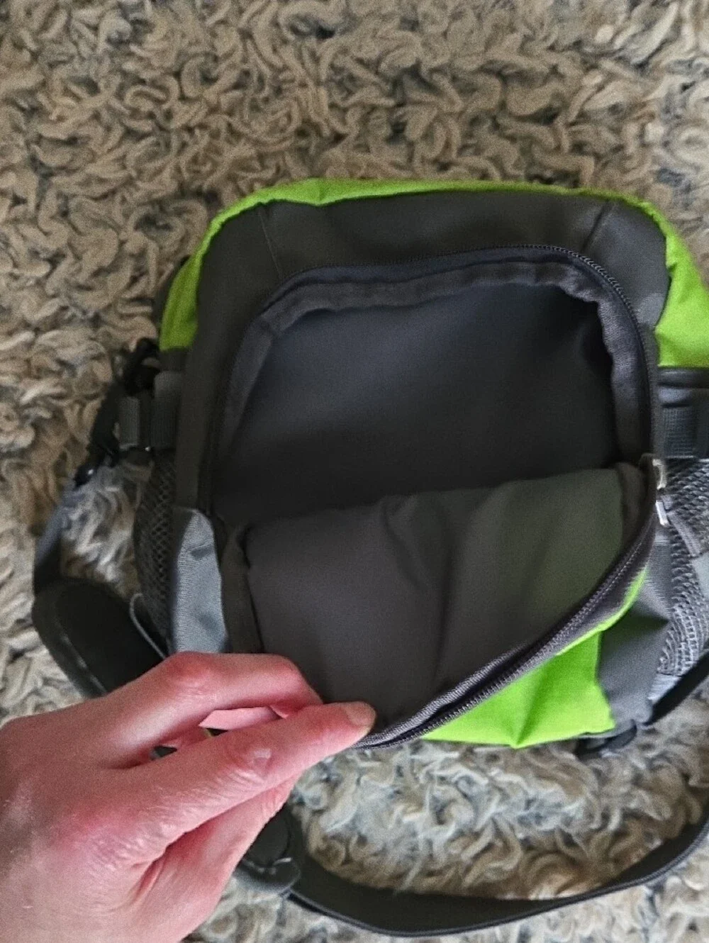 Let's Go Fido Lime Green & Gray Crossbody Bag Carrying for Your Pet's Gear